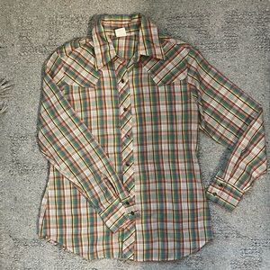 Vintage Wrangler 15 Western Long-sleeve snap shirt.
